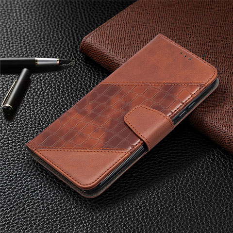 Funda de Cuero Cartera con Soporte Carcasa T10 para Xiaomi Redmi 9i Marron