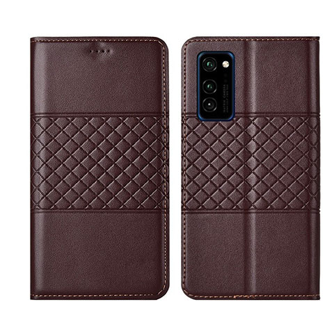 Funda de Cuero Cartera con Soporte Carcasa T11 para Huawei Honor V30 Pro 5G Marron