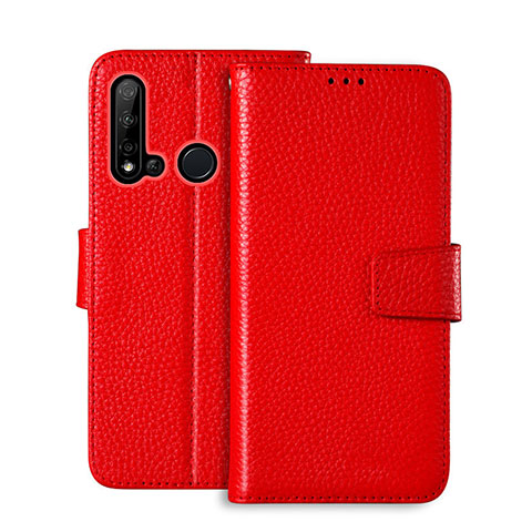 Funda de Cuero Cartera con Soporte Carcasa T11 para Huawei Nova 5i Rojo