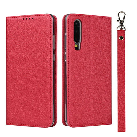 Funda de Cuero Cartera con Soporte Carcasa T11 para Huawei P30 Rojo