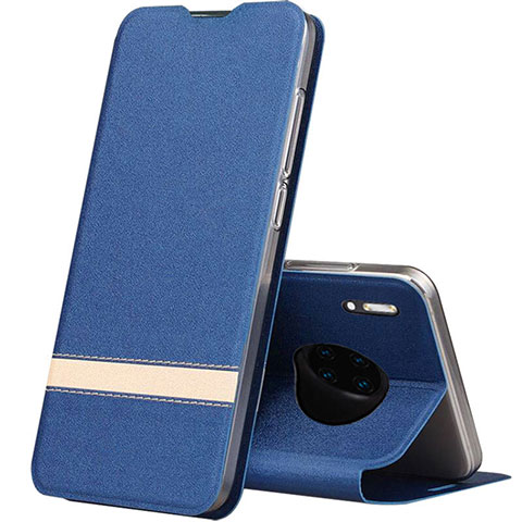 Funda de Cuero Cartera con Soporte Carcasa T12 para Huawei Mate 30E Pro 5G Azul