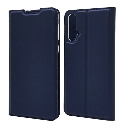 Funda de Cuero Cartera con Soporte Carcasa T12 para Huawei Nova 5 Azul