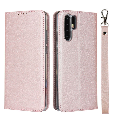 Funda de Cuero Cartera con Soporte Carcasa T12 para Huawei P30 Pro Oro Rosa