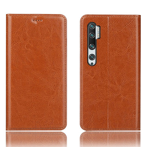 Funda de Cuero Cartera con Soporte Carcasa T12 para Xiaomi Mi Note 10 Naranja