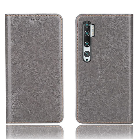 Funda de Cuero Cartera con Soporte Carcasa T12 para Xiaomi Mi Note 10 Pro Gris