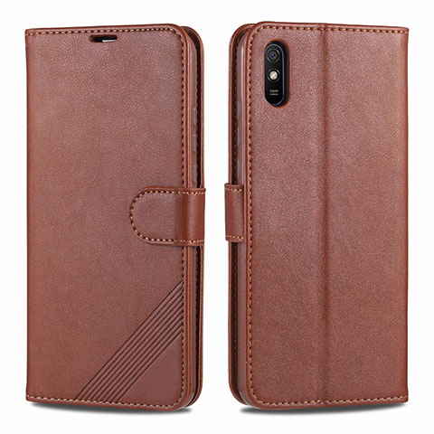 Funda de Cuero Cartera con Soporte Carcasa T12 para Xiaomi Redmi 9A Marron