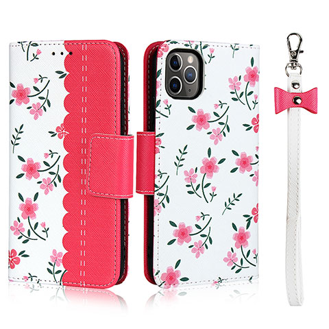 Funda de Cuero Cartera con Soporte Carcasa T14 para Apple iPhone 11 Pro Max Rojo