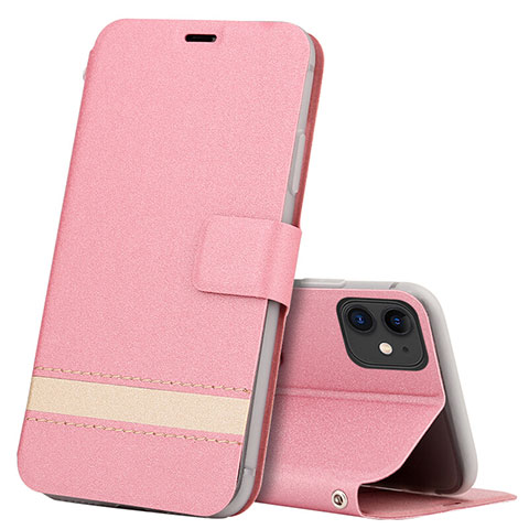 Funda de Cuero Cartera con Soporte Carcasa T14 para Apple iPhone 11 Rosa