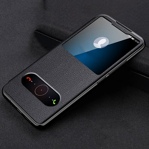 Funda de Cuero Cartera con Soporte Carcasa T14 para Huawei Honor V20 Negro