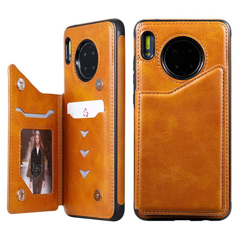 Funda de Cuero Cartera con Soporte Carcasa T14 para Huawei Mate 30 Pro 5G Naranja