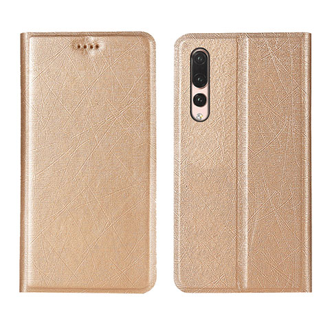 Funda de Cuero Cartera con Soporte Carcasa T14 para Huawei P20 Pro Oro