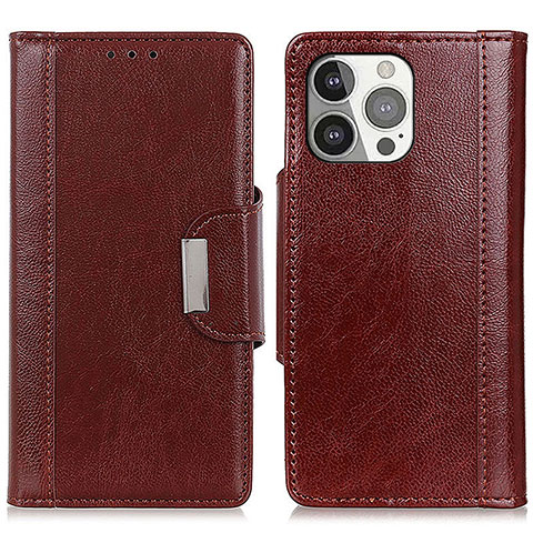 Funda de Cuero Cartera con Soporte Carcasa T15 para Apple iPhone 13 Pro Marron