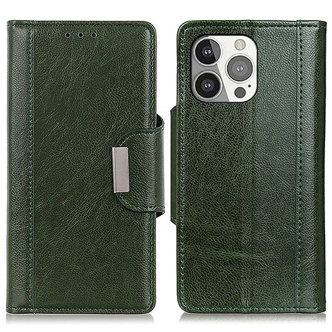 Funda de Cuero Cartera con Soporte Carcasa T15 para Apple iPhone 14 Pro Max Verde