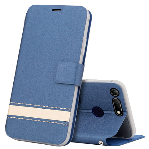 Funda de Cuero Cartera con Soporte Carcasa T15 para Huawei Honor V20 Azul