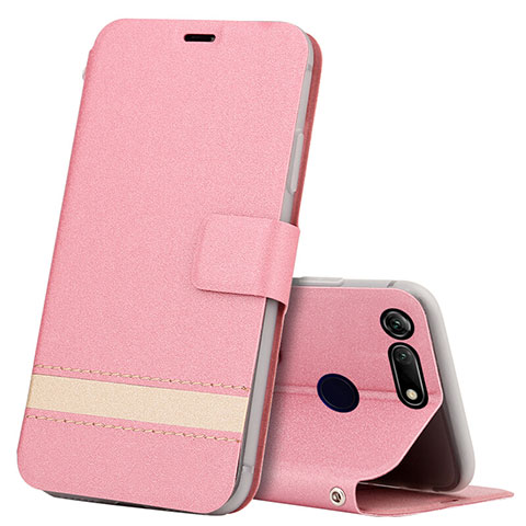 Funda de Cuero Cartera con Soporte Carcasa T15 para Huawei Honor V20 Oro Rosa