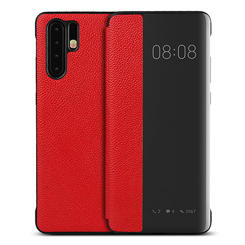 Funda de Cuero Cartera con Soporte Carcasa T16 para Huawei P30 Pro Rojo