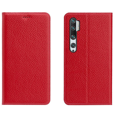 Funda de Cuero Cartera con Soporte Carcasa T16 para Xiaomi Mi Note 10 Pro Rojo