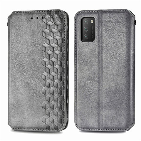 Funda de Cuero Cartera con Soporte Carcasa T16 para Xiaomi Poco M3 Gris