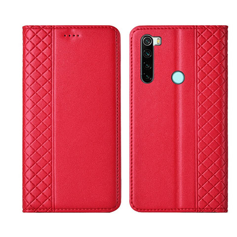 Funda de Cuero Cartera con Soporte Carcasa T16 para Xiaomi Redmi Note 8 (2021) Rojo