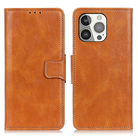 Funda de Cuero Cartera con Soporte Carcasa T17 para Apple iPhone 14 Pro Max Marron