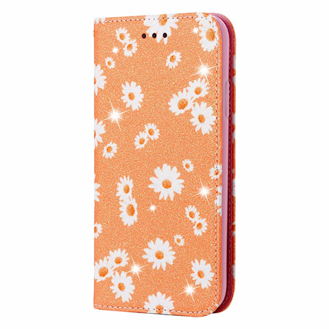 Funda de Cuero Cartera con Soporte Carcasa T17 para Huawei P Smart (2020) Naranja