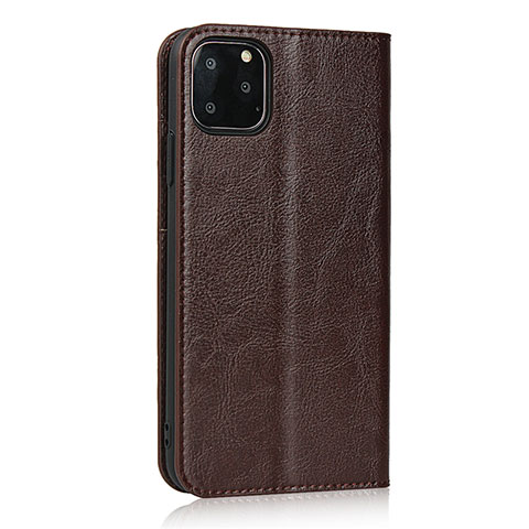 Funda de Cuero Cartera con Soporte Carcasa T18 para Apple iPhone 11 Pro Max Marron