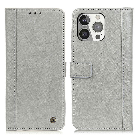 Funda de Cuero Cartera con Soporte Carcasa T18 para Apple iPhone 14 Pro Max Gris