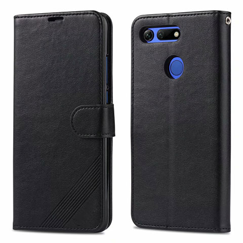 Funda de Cuero Cartera con Soporte Carcasa T18 para Huawei Honor View 20 Negro