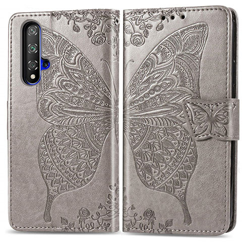 Funda de Cuero Cartera con Soporte Carcasa T19 para Huawei Honor 20 Gris