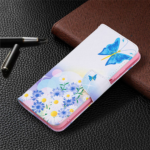 Funda de Cuero Cartera con Soporte Carcasa T19 para Xiaomi Poco M3 Azul Cielo