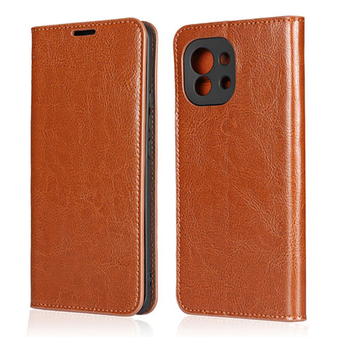 Funda de Cuero Cartera con Soporte Carcasa T21 para Xiaomi Mi 11 Lite 5G Marron Claro