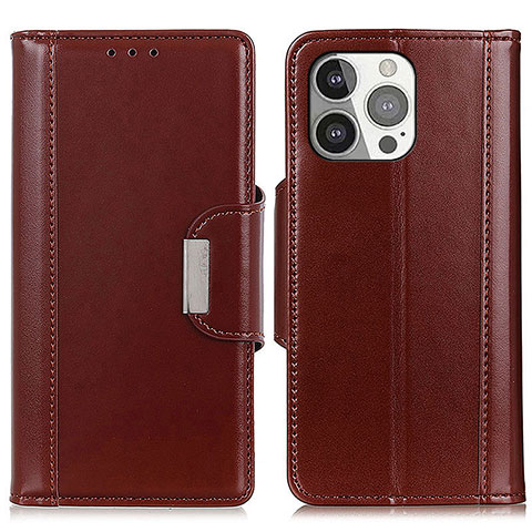 Funda de Cuero Cartera con Soporte Carcasa T22 para Apple iPhone 14 Pro Max Marron