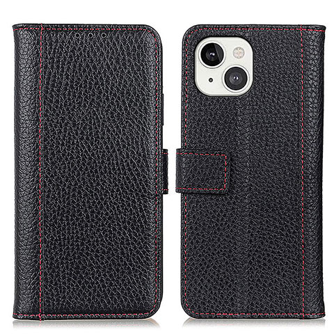 Funda de Cuero Cartera con Soporte Carcasa T23 para Apple iPhone 13 Negro