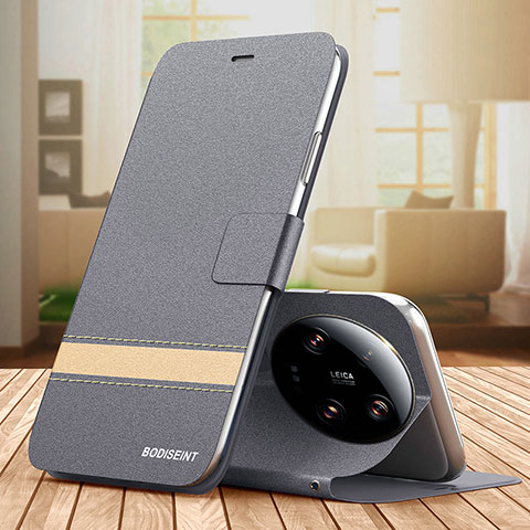 Funda de Cuero Cartera con Soporte Carcasa TB1 para Xiaomi Mi 13 Ultra 5G Gris