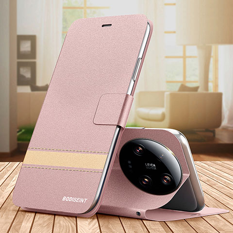 Funda de Cuero Cartera con Soporte Carcasa TB1 para Xiaomi Mi 13 Ultra 5G Oro Rosa