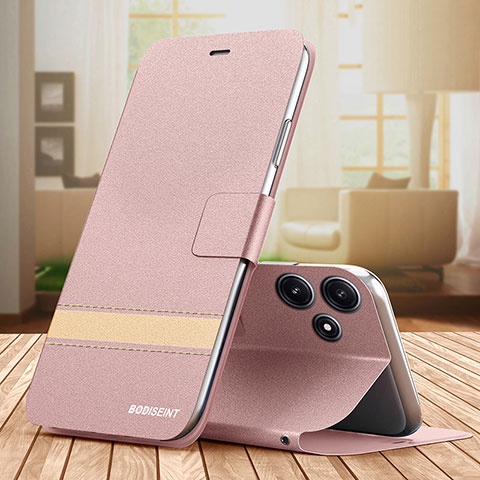 Funda de Cuero Cartera con Soporte Carcasa TB1 para Xiaomi Redmi 12 5G Oro Rosa