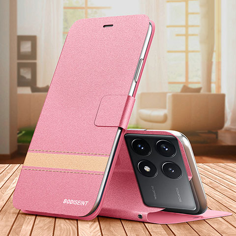 Funda de Cuero Cartera con Soporte Carcasa TB1 para Xiaomi Redmi K70 5G Rosa Roja