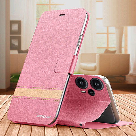 Funda de Cuero Cartera con Soporte Carcasa TB1 para Xiaomi Redmi Note 12 Turbo 5G Rosa Roja