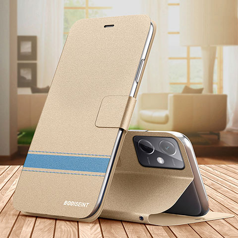 Funda de Cuero Cartera con Soporte Carcasa TB1 para Xiaomi Redmi Note 12R Pro 5G Oro