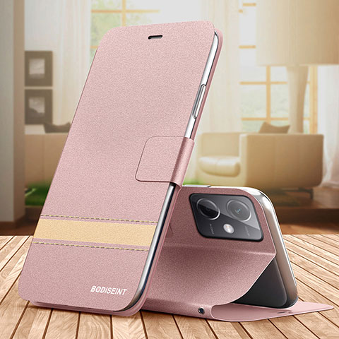 Funda de Cuero Cartera con Soporte Carcasa TB1 para Xiaomi Redmi Note 12R Pro 5G Oro Rosa