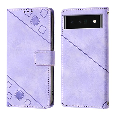 Funda de Cuero Cartera con Soporte Carcasa Y01B para Google Pixel 6 Pro 5G Morado