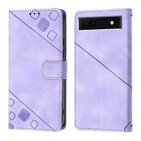 Funda de Cuero Cartera con Soporte Carcasa Y01B para Google Pixel 6a 5G Morado