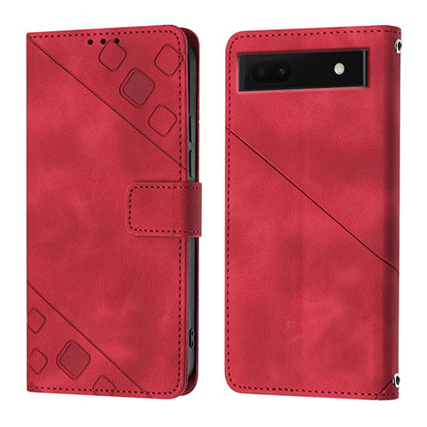 Funda de Cuero Cartera con Soporte Carcasa Y01B para Google Pixel 6a 5G Rojo