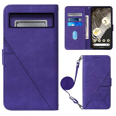 Funda de Cuero Cartera con Soporte Carcasa Y01B para Google Pixel 8 Pro 5G Morado