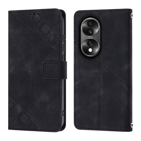 Funda de Cuero Cartera con Soporte Carcasa Y01B para Huawei Honor 70 5G Negro