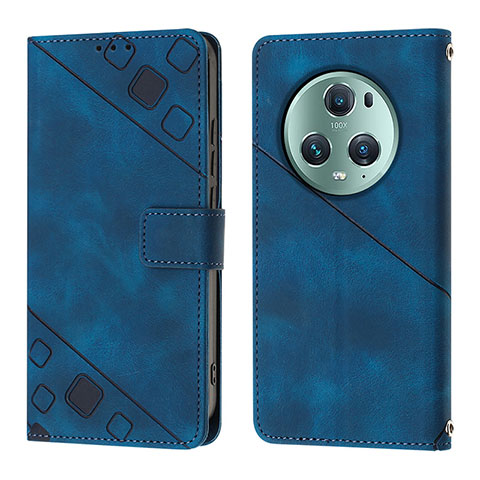 Funda de Cuero Cartera con Soporte Carcasa Y01B para Huawei Honor Magic5 Pro 5G Azul