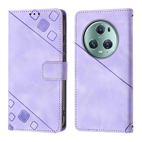 Funda de Cuero Cartera con Soporte Carcasa Y01B para Huawei Honor Magic5 Pro 5G Morado