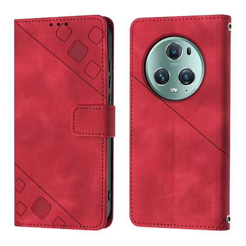 Funda de Cuero Cartera con Soporte Carcasa Y01B para Huawei Honor Magic5 Pro 5G Rojo