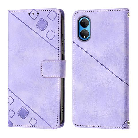 Funda de Cuero Cartera con Soporte Carcasa Y01B para Huawei Honor X7 Morado