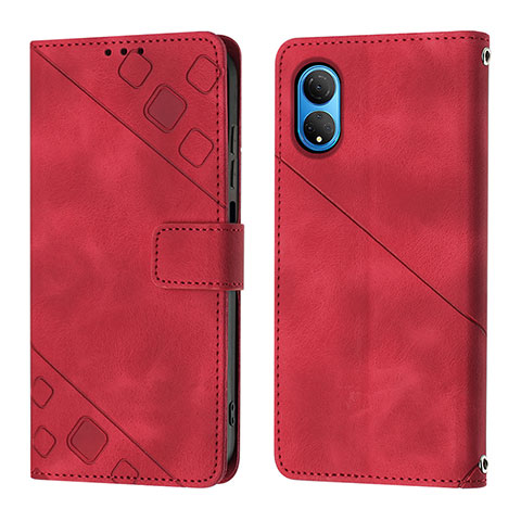 Funda de Cuero Cartera con Soporte Carcasa Y01B para Huawei Honor X7 Rojo